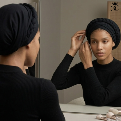 Black Boho Braid Turban (un-lined)