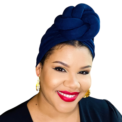 Navy Blue Statement Turban Satin-Lined