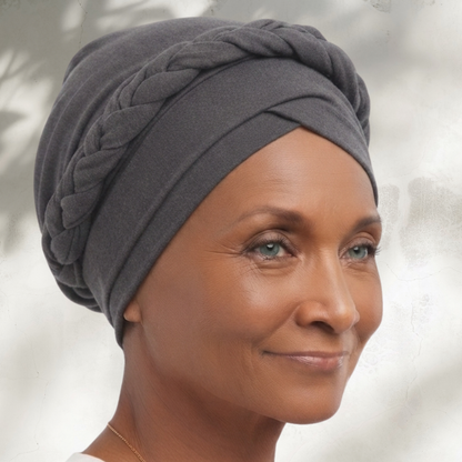 Slate Boho Braid Turban (un-lined)