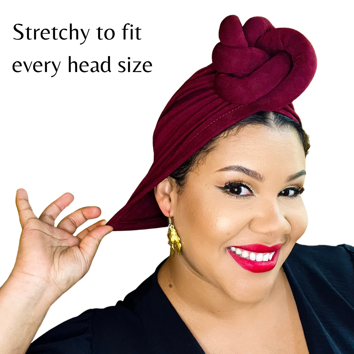 Burgundy Statement Turban Satin-Lined