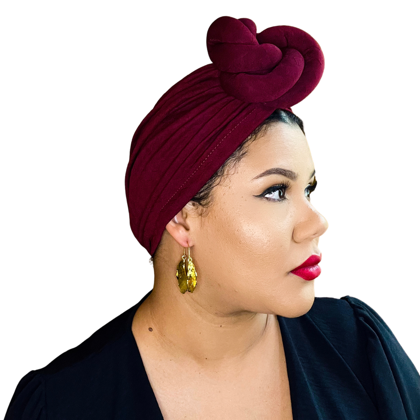 Burgundy Statement Turban Satin-Lined