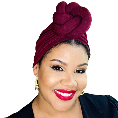 Burgundy Statement Turban Satin-Lined