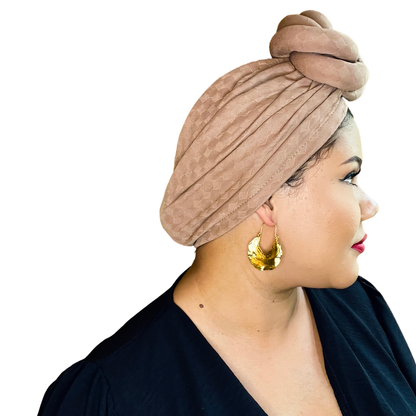 Mocha Statement Turban Satin-Lined