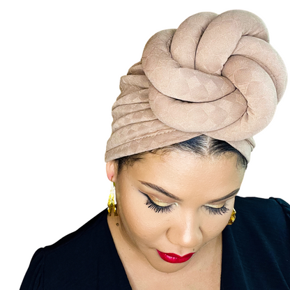 Mocha Statement Turban Satin-Lined