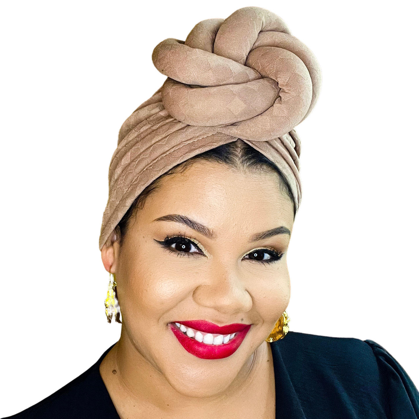 Mocha Statement Turban Satin-Lined