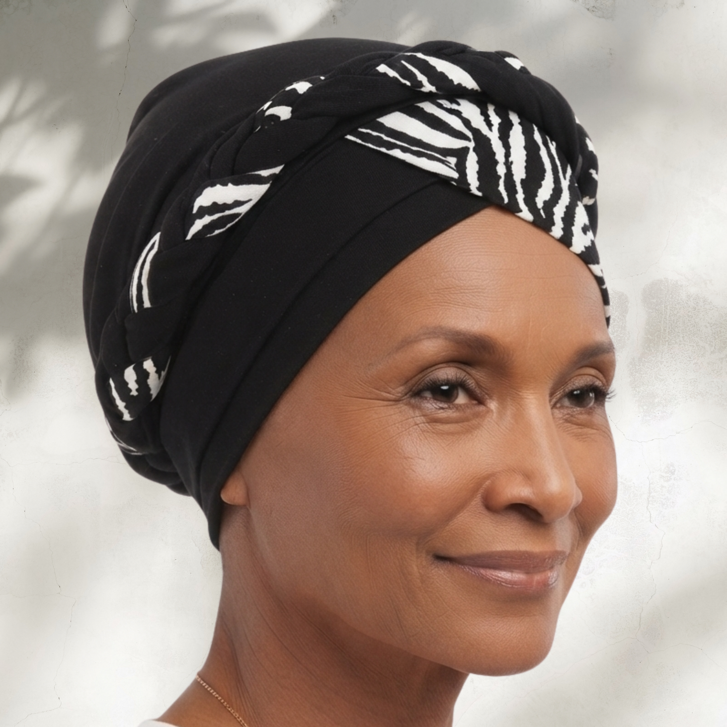 Black Stripe Boho Braid Turban (un-lined)