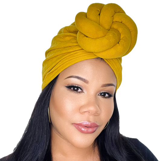 Mustard Statement Turban Satin-Lined