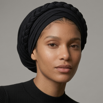Black Boho Braid Turban (un-lined)