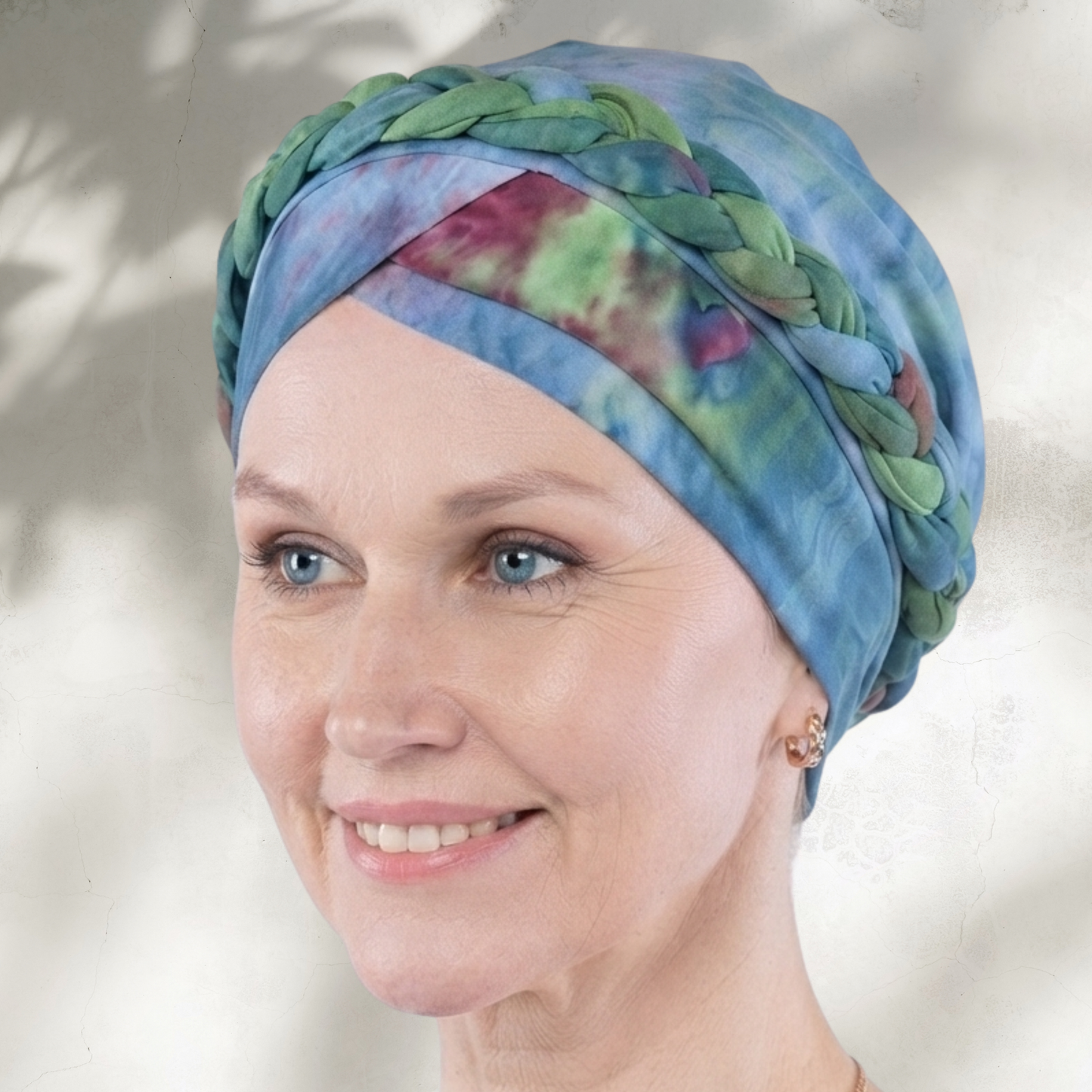 Green Tie Dye Boho Braid Turban (un-lined)