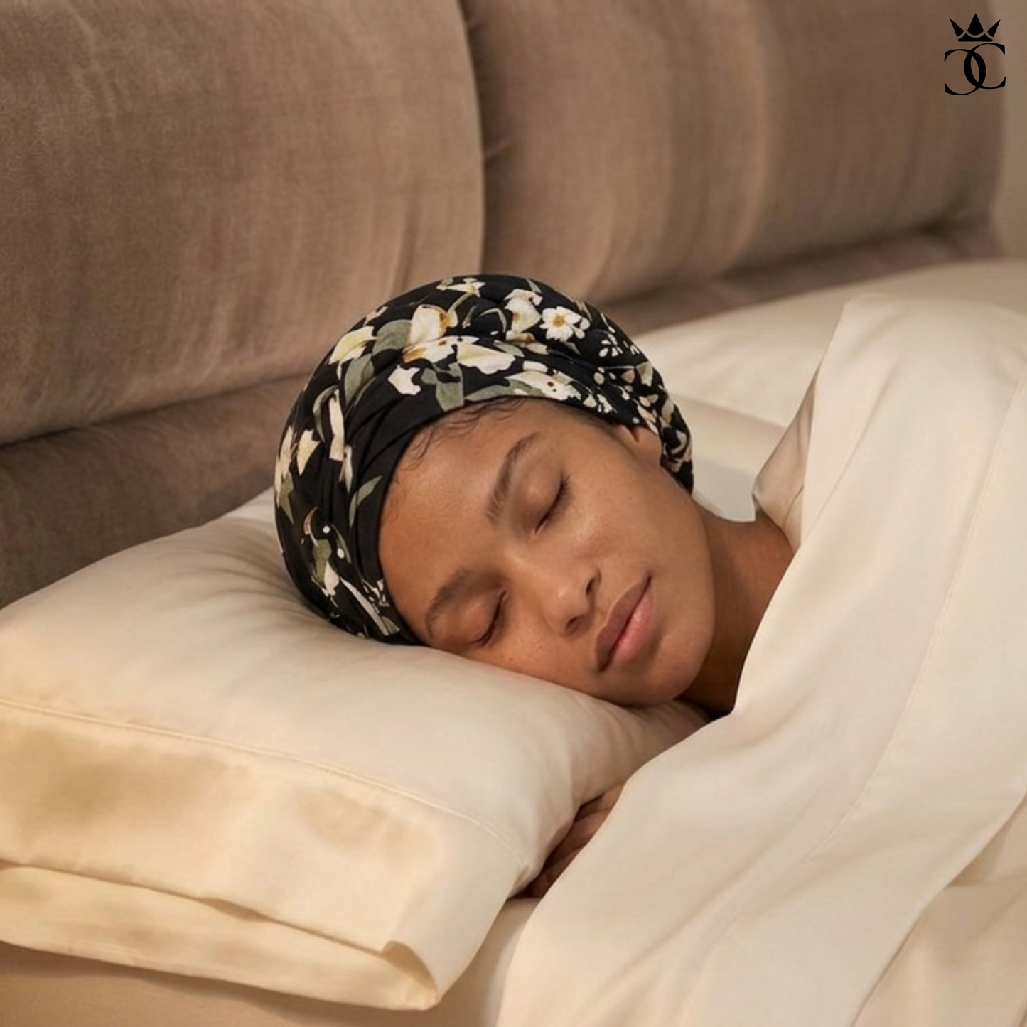 Black Flora Boho Braid Turban (un-lined)