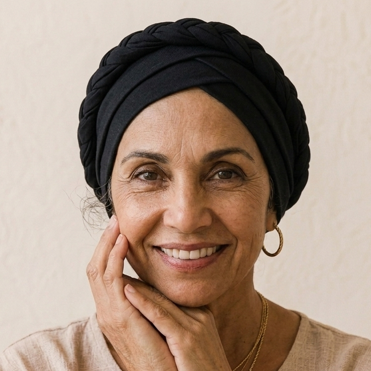 Black Boho Braid Satin-Lined Turban
